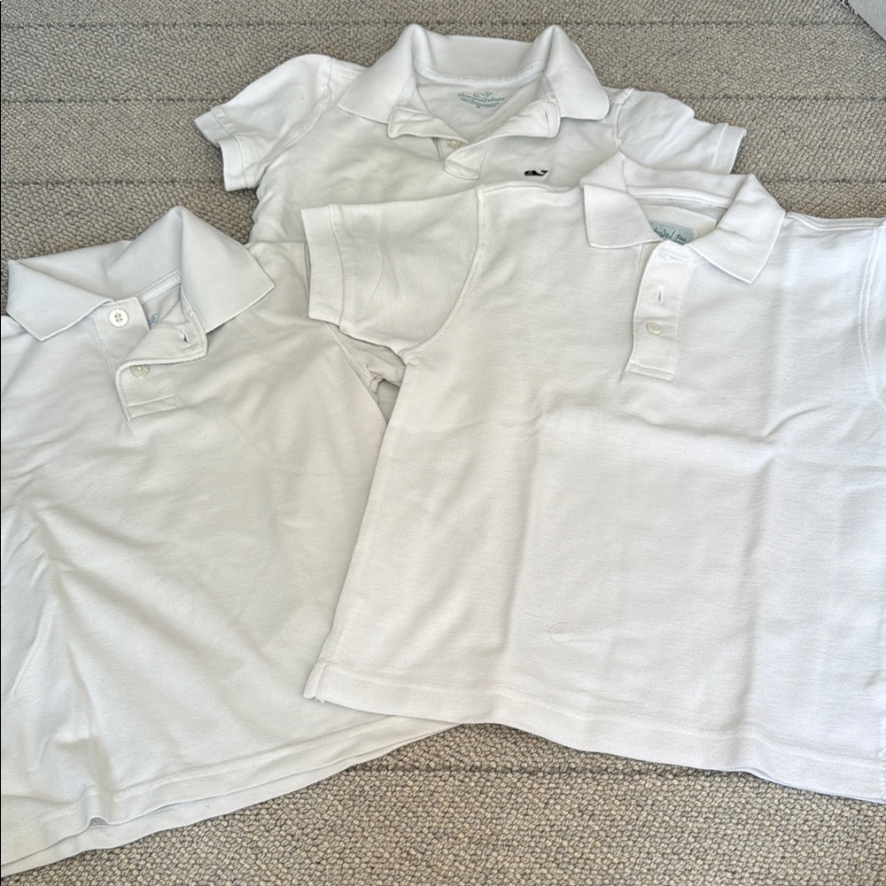 3 Classic White Kids Polo Shirts size 5
